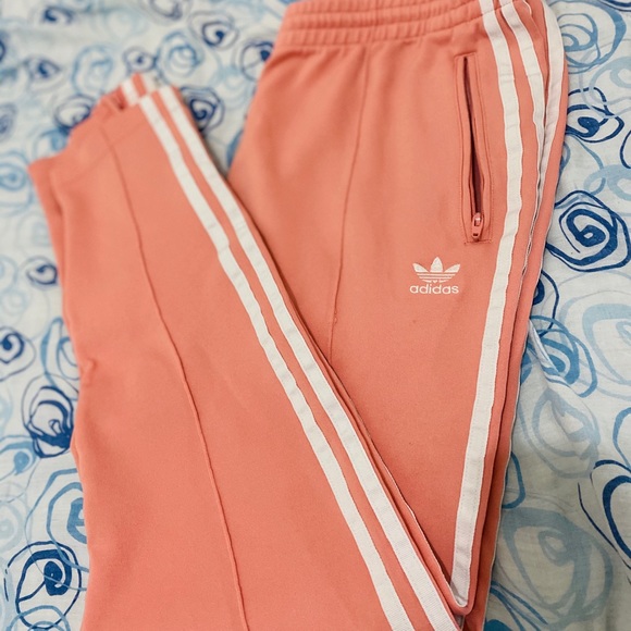 peach adidas track pants